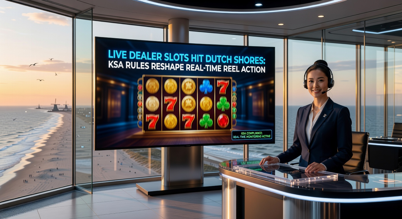 Live dealer presenteert dynamische slotactie in een Nederlands online casino, met KSA-logo op de achtergrond