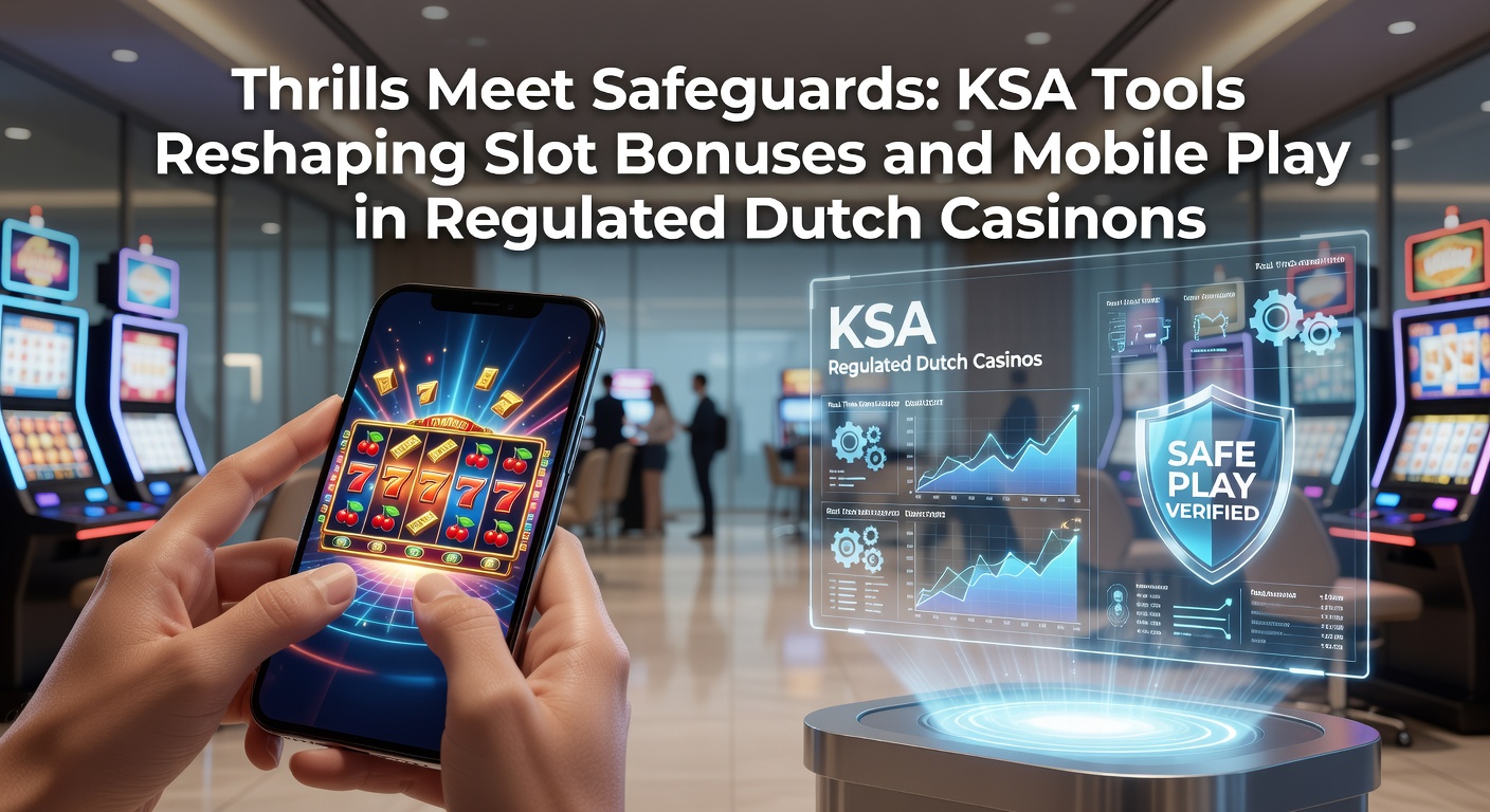 Grafiek van KSA-regelgeving die bonussen en mobiel gokken in Nederlandse casinos vormt, met iconen voor slots en smartphones